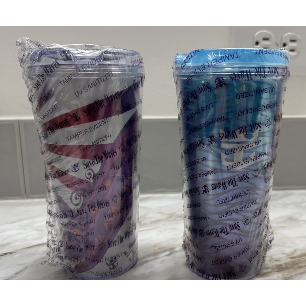 2 NEW‎ Royal Caribbean Tumbler Cups Coca Cola Souvenir 2024 Pink Purple Blue